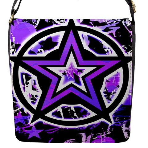 Purple Star Flap closure messenger bag (Small) from ArtsNow.com Front