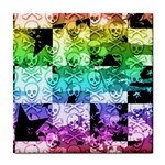 Rainbow Checker Skull Splatter Tile Coaster