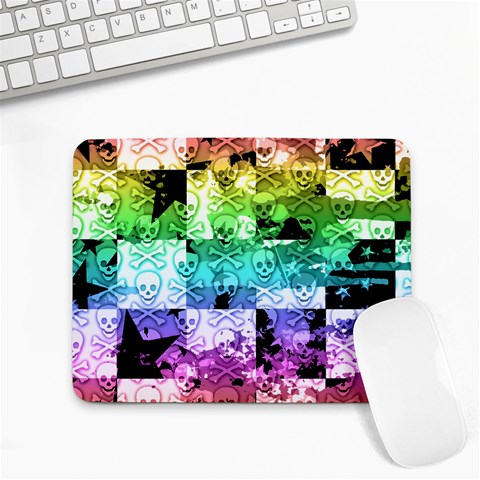 Rainbow Checker Skull Splatter Small Mousepad from ArtsNow.com Front