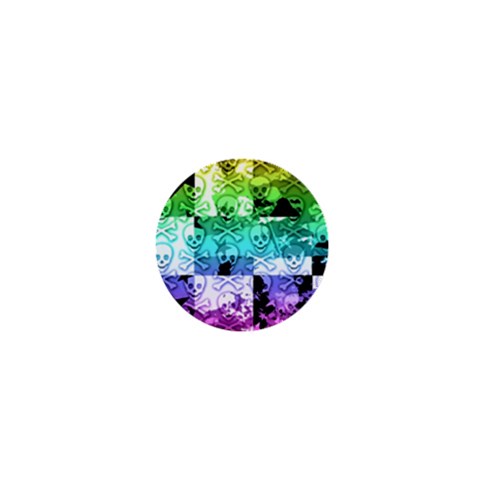 Rainbow Checker Skull Splatter 1  Mini Magnet from ArtsNow.com Front
