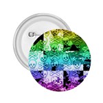 Rainbow Checker Skull Splatter 2.25  Button