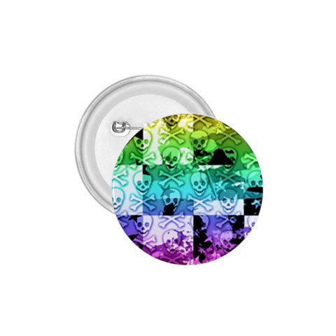 Rainbow Checker Skull Splatter 1.75  Button from ArtsNow.com Front
