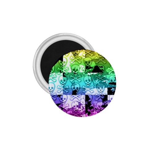 Rainbow Checker Skull Splatter 1.75  Magnet from ArtsNow.com Front
