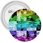 Rainbow Checker Skull Splatter 3  Button