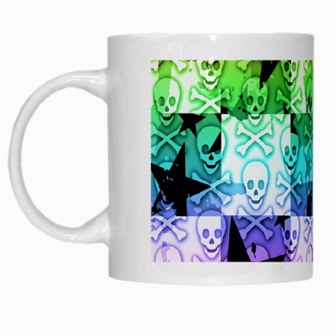 Rainbow Checker Skull Splatter White Mug from ArtsNow.com Left