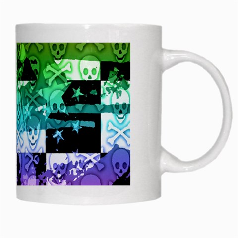 Rainbow Checker Skull Splatter White Mug from ArtsNow.com Right