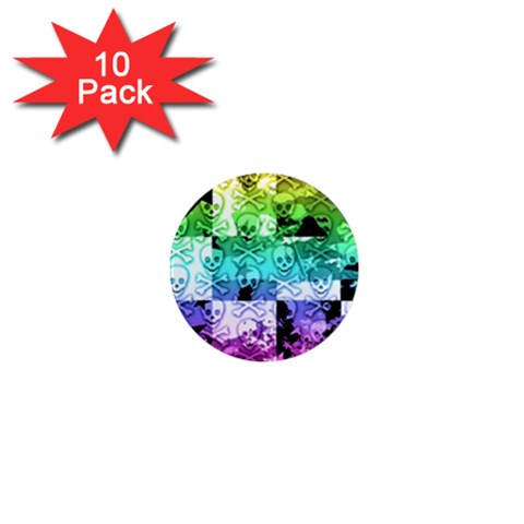 Rainbow Checker Skull Splatter 1  Mini Magnet (10 pack)  from ArtsNow.com Front