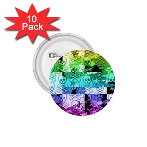 Rainbow Checker Skull Splatter 1.75  Button (10 pack)  from ArtsNow.com Front