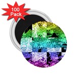 Rainbow Checker Skull Splatter 2.25  Magnet (100 pack) 