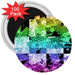 Rainbow Checker Skull Splatter 3  Magnet (100 pack)