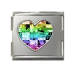 Rainbow Checker Skull Splatter Mega Link Heart Italian Charm (18mm)