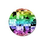 Rainbow Checker Skull Splatter Magnet 3  (Round)