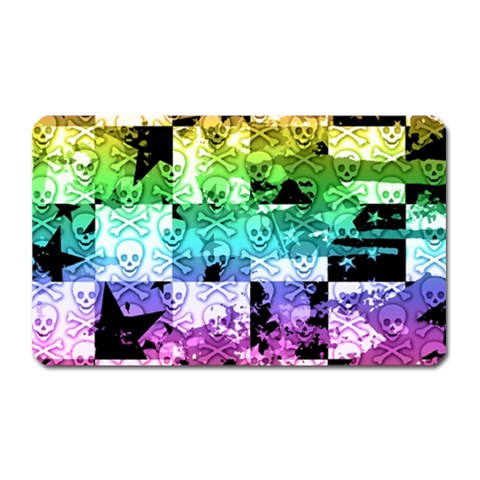 Rainbow Checker Skull Splatter Magnet (Rectangular) from ArtsNow.com Front