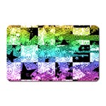 Rainbow Checker Skull Splatter Magnet (Rectangular)