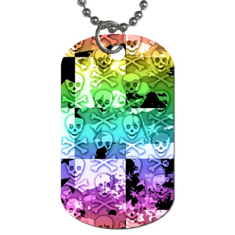 Rainbow Checker Skull Splatter Dog Tag (One Side) from ArtsNow.com Front