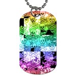 Rainbow Checker Skull Splatter Dog Tag (One Side)