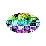 Rainbow Checker Skull Splatter Sticker Oval (10 pack)