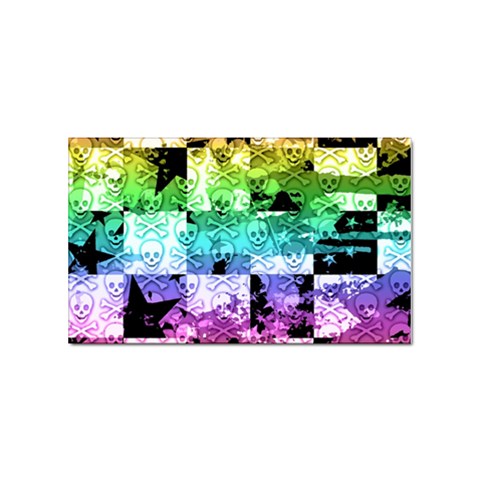 Rainbow Checker Skull Splatter Sticker Rectangular (10 pack) from ArtsNow.com Front