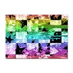 Rainbow Checker Skull Splatter Sticker A4 (10 pack)