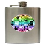 Rainbow Checker Skull Splatter Hip Flask (6 oz)