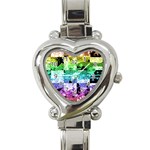 Rainbow Checker Skull Splatter Heart Italian Charm Watch