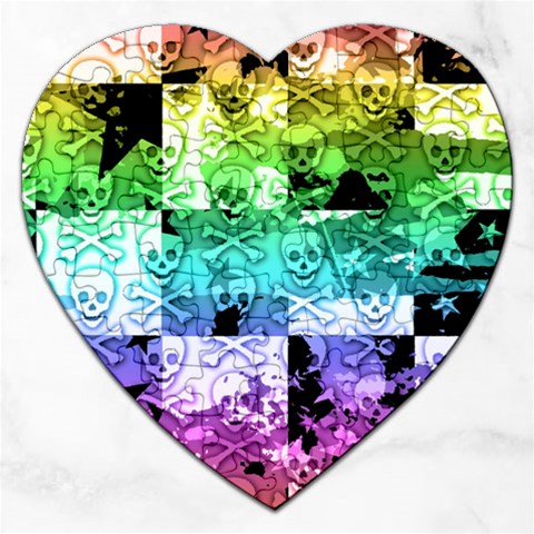 Rainbow Checker Skull Splatter Jigsaw Puzzle (Heart) from ArtsNow.com Front