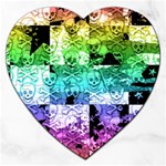 Rainbow Checker Skull Splatter Jigsaw Puzzle (Heart)