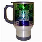 Rainbow Checker Skull Splatter Travel Mug (Silver Gray)