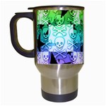 Rainbow Checker Skull Splatter Travel Mug (White)