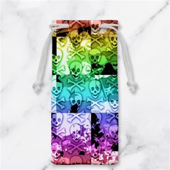 Rainbow Checker Skull Splatter Jewelry Bag from ArtsNow.com Front