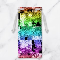 Rainbow Checker Skull Splatter Jewelry Bag from ArtsNow.com Back