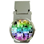 Rainbow Checker Skull Splatter Money Clip Watch