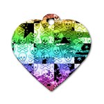 Rainbow Checker Skull Splatter Dog Tag Heart (Two Sides)