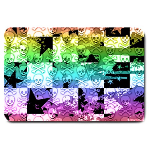 Rainbow Checker Skull Splatter Large Doormat from ArtsNow.com 30 x20  Door Mat