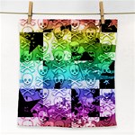 Rainbow Checker Skull Splatter Face Towel