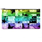 Rainbow Checker Skull Splatter Pencil Case