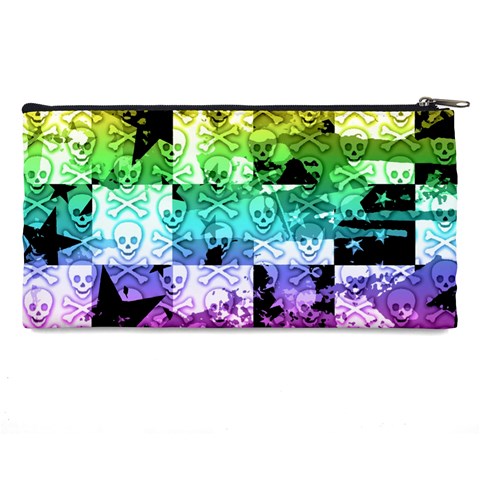 Rainbow Checker Skull Splatter Pencil Case from ArtsNow.com Back