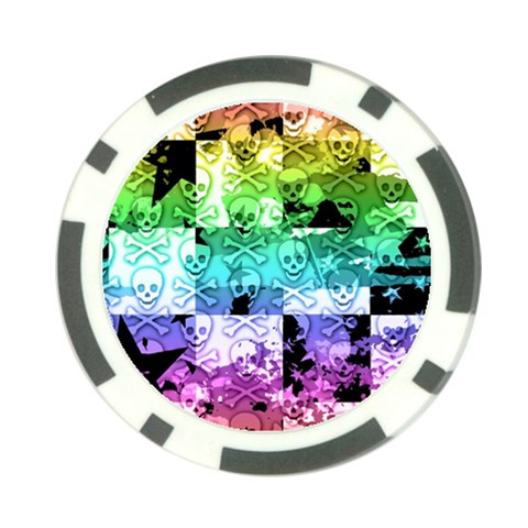 Rainbow Checker Skull Splatter Poker Chip Card Guard (10 pack) from ArtsNow.com Front