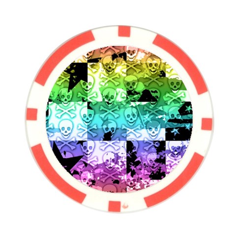 Rainbow Checker Skull Splatter Poker Chip Card Guard (10 pack) from ArtsNow.com Front