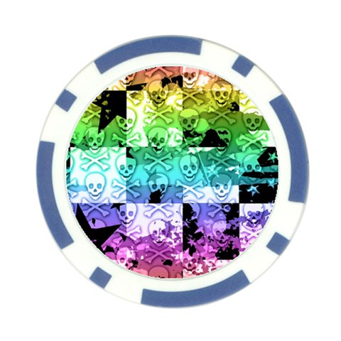 Rainbow Checker Skull Splatter Poker Chip Card Guard (10 pack) from ArtsNow.com Front