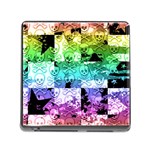 Rainbow Checker Skull Splatter Memory Card Reader with Storage (Square)