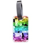 Rainbow Checker Skull Splatter Luggage Tag (two sides)