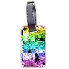 Rainbow Checker Skull Splatter Luggage Tag (two sides) from ArtsNow.com Back