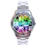 Rainbow Checker Skull Splatter Stainless Steel Analogue Men’s Watch