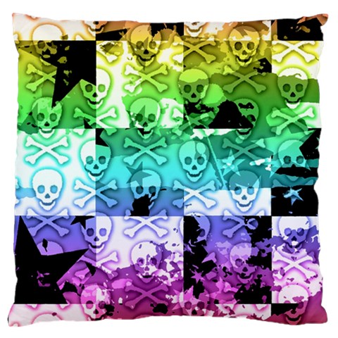 Rainbow Checker Skull Splatter Large Cushion Case (One Side) from ArtsNow.com Front