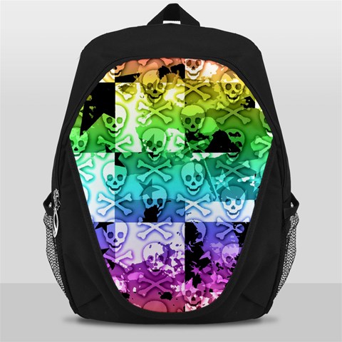 Rainbow Checker Skull Splatter Backpack Bag from ArtsNow.com Front