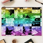 Rainbow Checker Skull Splatter Cosmetic Bag (XXXL)