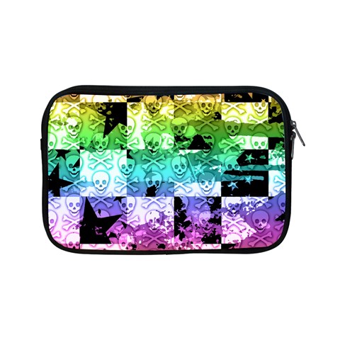 Rainbow Checker Skull Splatter Apple iPad Mini Zipper Case from ArtsNow.com Front