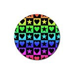 Rainbow Hearts & Stars Rubber Coaster (Round)