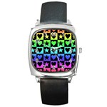 Rainbow Hearts & Stars Square Metal Watch